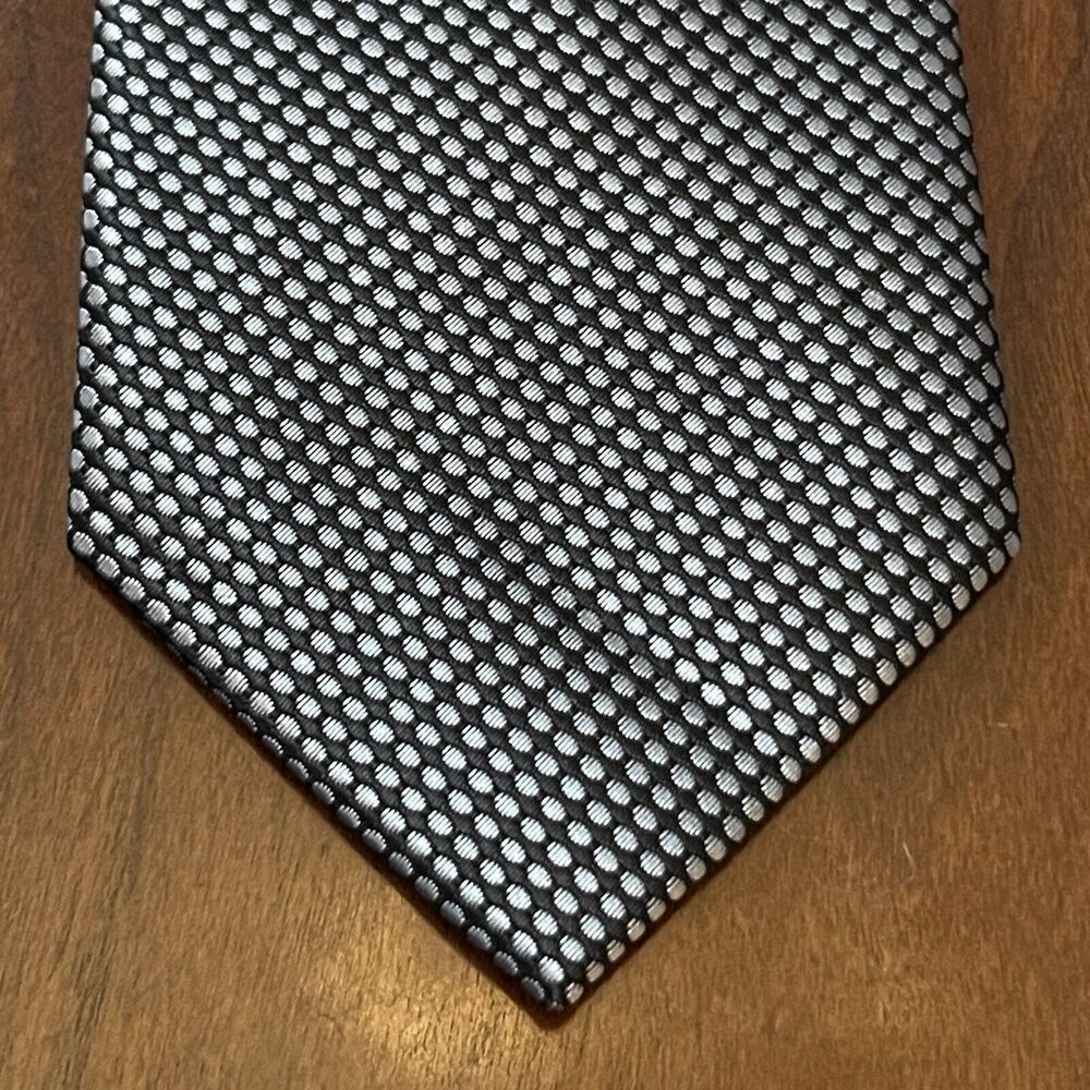 Zenio Black Gray Hand Made 100% Polyester Men’s Neck Tie Made In China